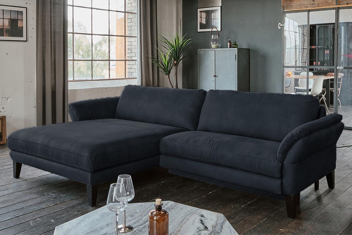 ECKSOFA MALTA Schwarz Webstoff - Schwarz, Buchenholz/Textil (302/175cm) - KAWOLA