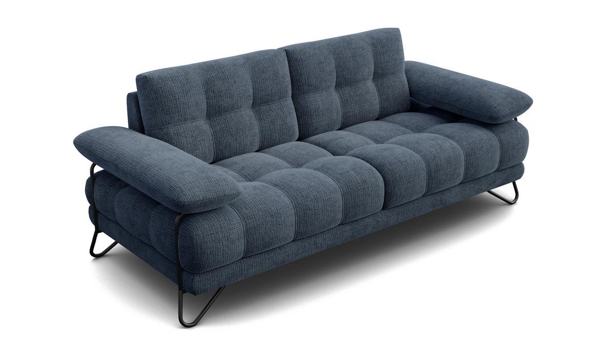 SOFA BUBBARA 2,5-Sitzer, marineblau - Blau/Schwarz, Holz/Textil (215/87/96cm) - Wozimo