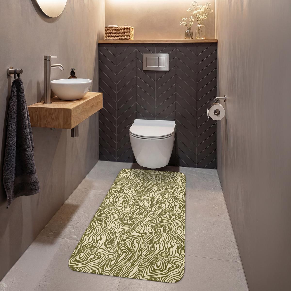 WC-VORLEGER Abstrakt - Marmor - Grün Toilettenvorleger 60x120 cm - Dunkelgrün, Textil (60/1cm) - OnlyWow
