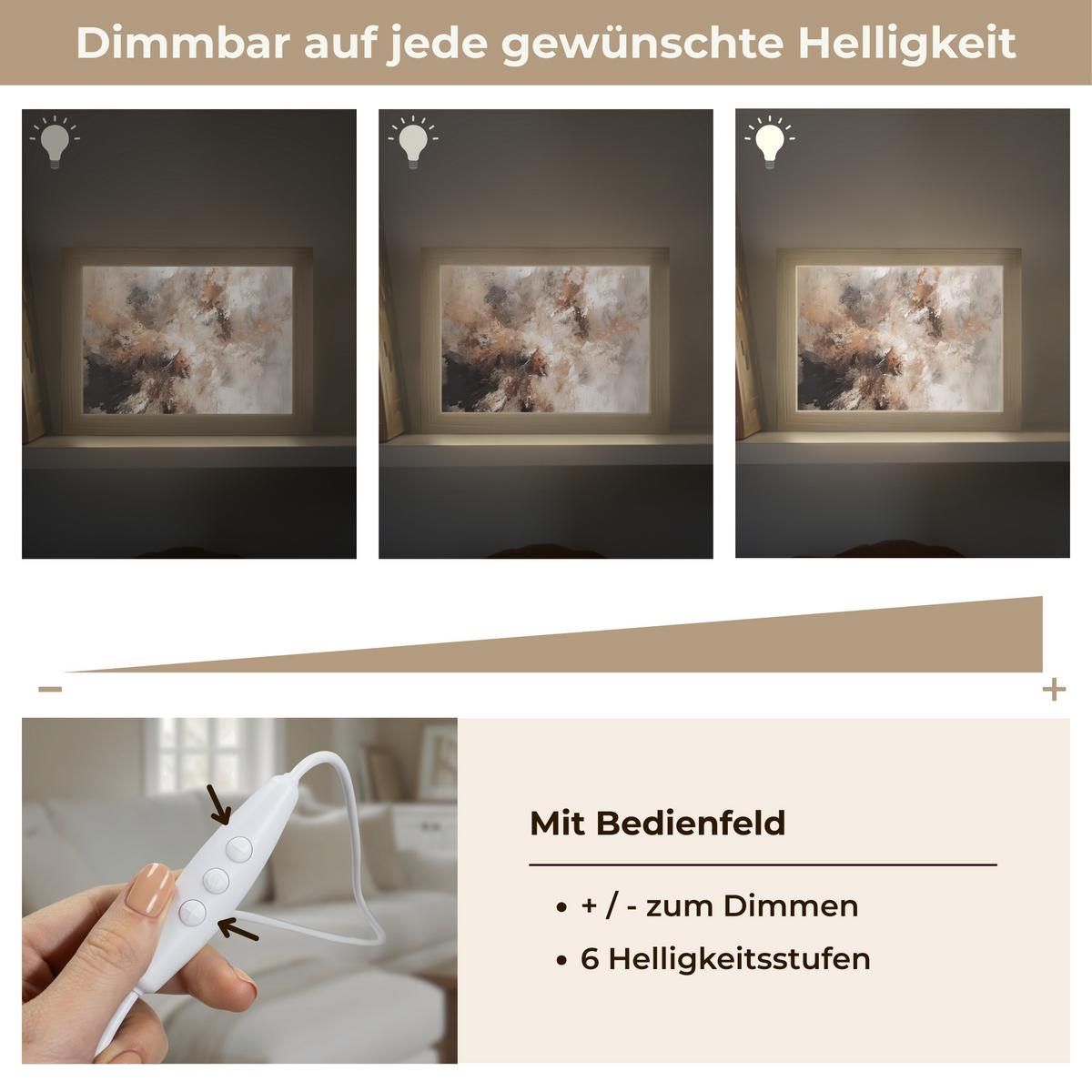 TISCHLEUCHTE Farbe - Abstrakt - Beige - Kunst 20x15 cm - Apfelbaumfarben, Holzwerkstoff (8/20/15cm) - OnlyWow