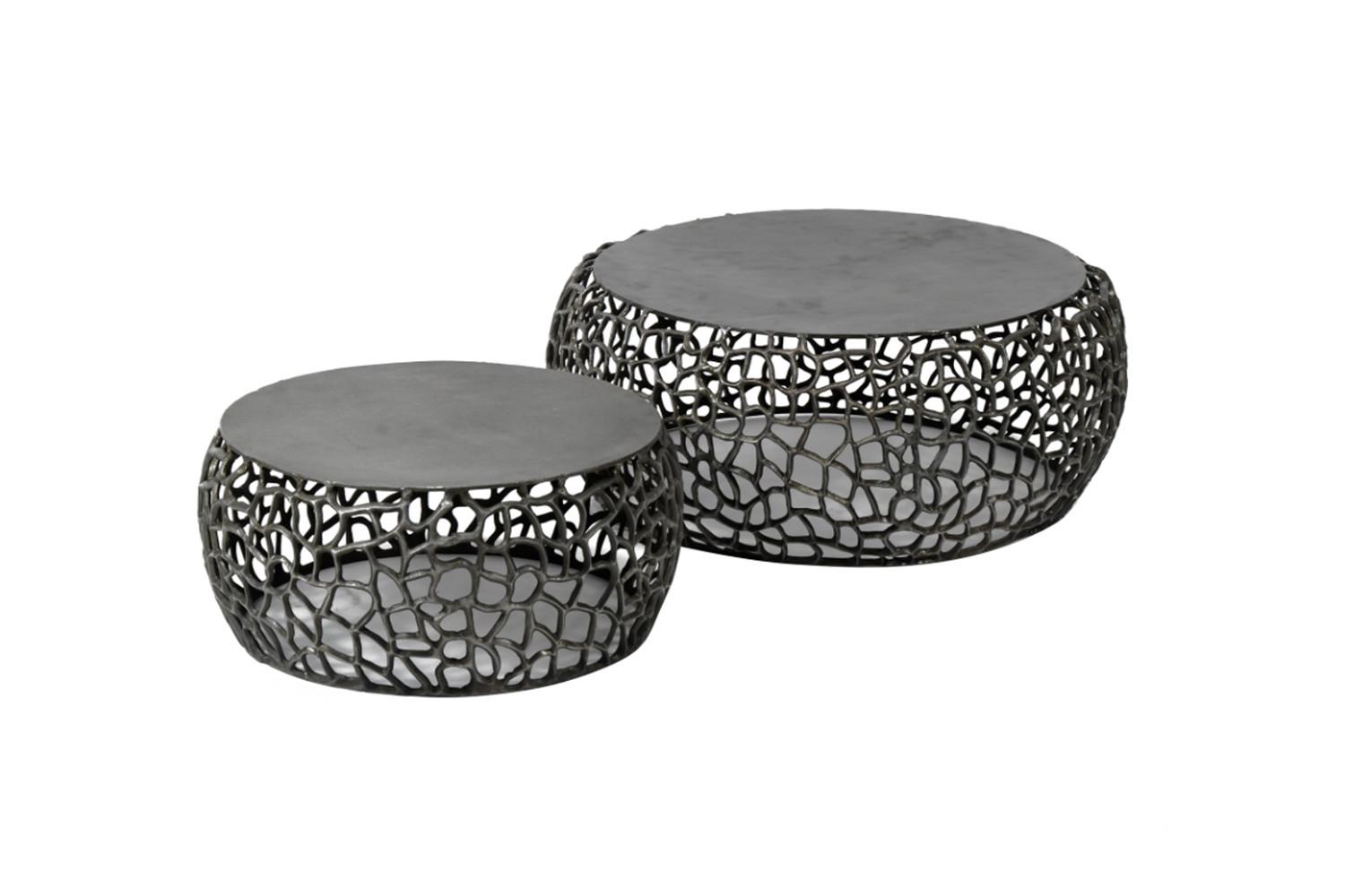 COUCHTISCH SONO 2ER SET Schwarz Metall - Schwarz, Metall (75/75/30cm) - KAWOLA
