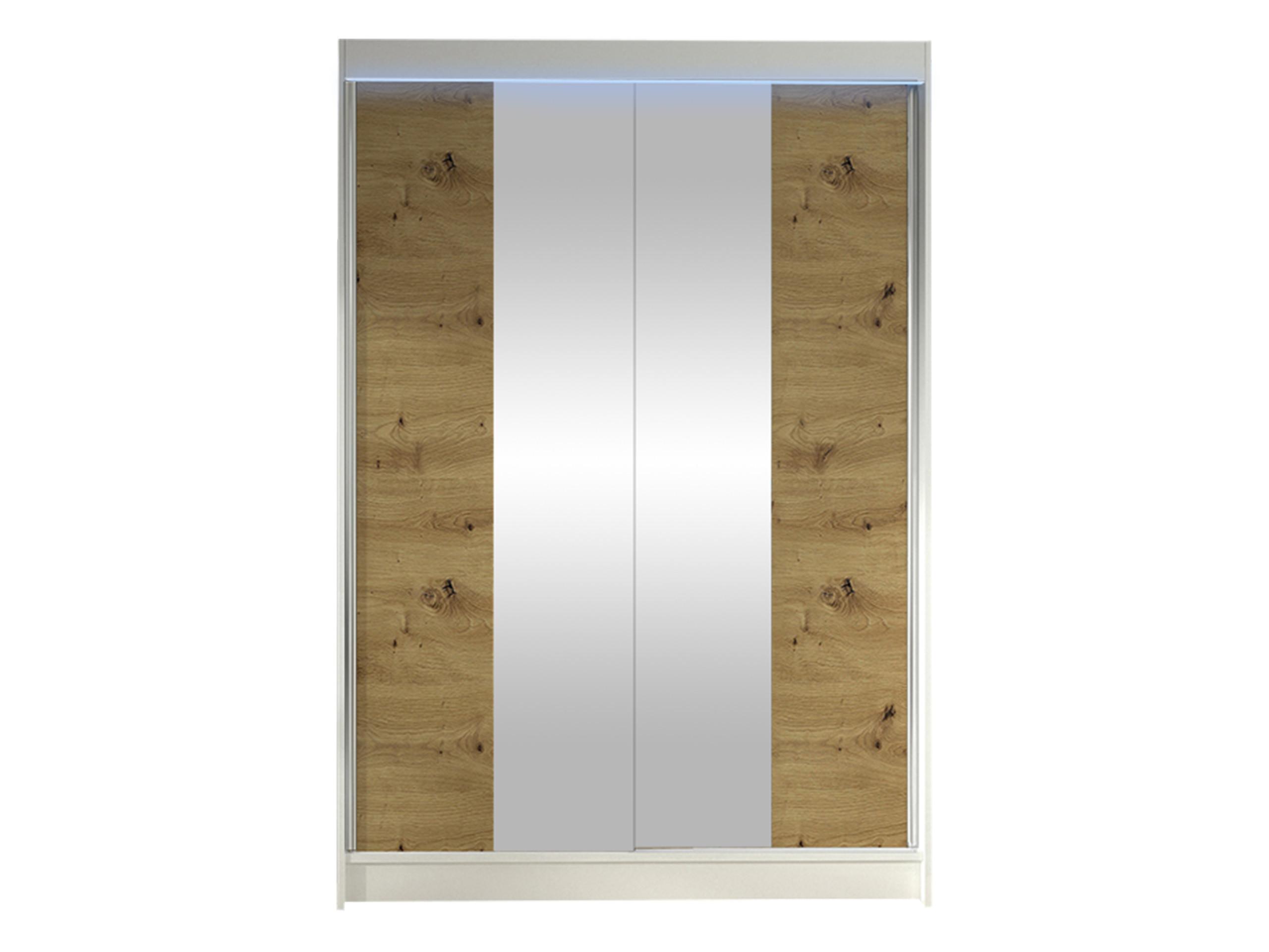 SCHWEBETÜRENSCHRANK Lino II mit RGB LED Beleuchtung - Weiß/Eiche Artisan, Holzwerkstoff/Metall (120/200/58cm) - MIRJAN24