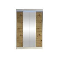 SCHWEBETÜRENSCHRANK Lino II mit RGB LED Beleuchtung - Weiß/Eiche Artisan, Holzwerkstoff/Metall (120/200/58cm) - MIRJAN24