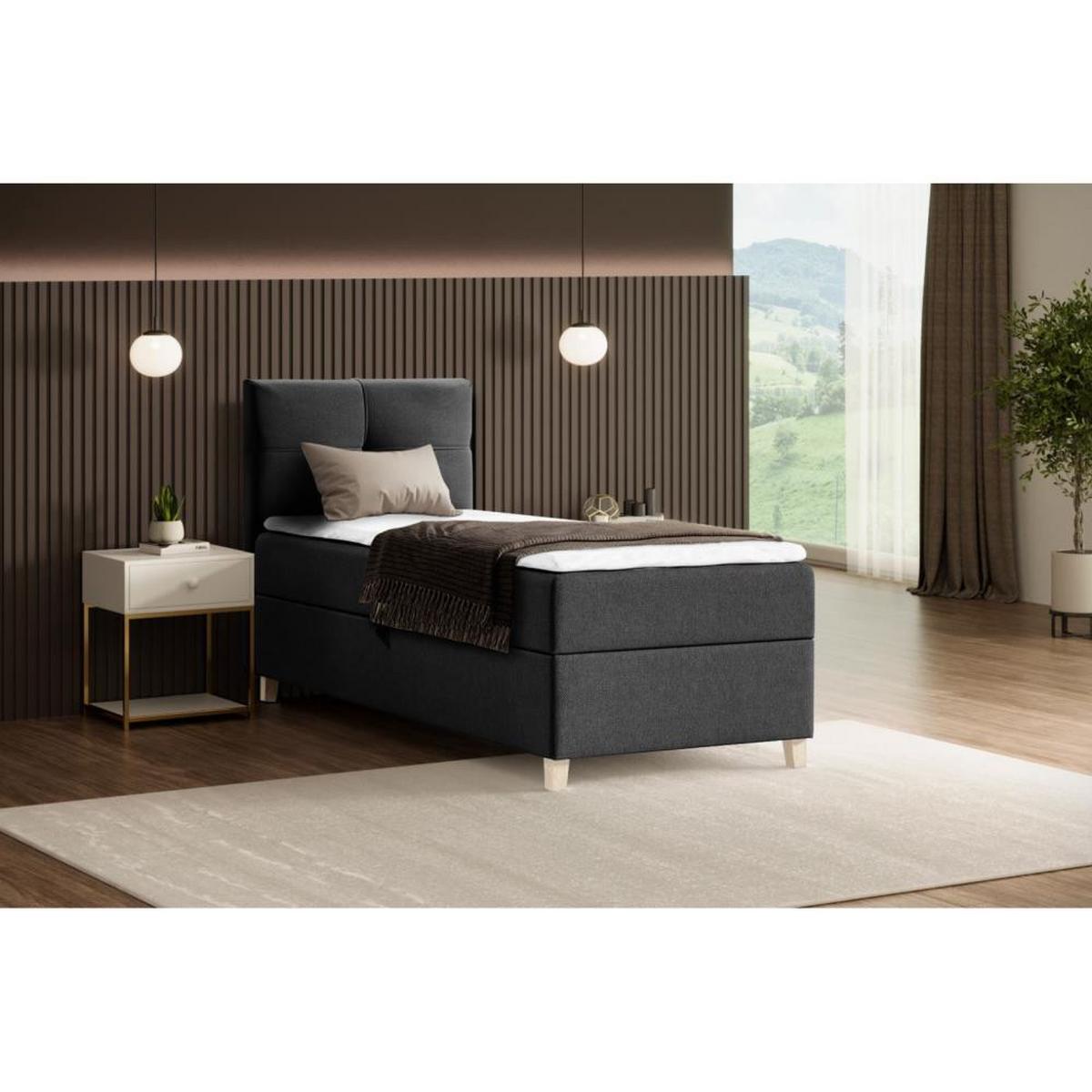 POLSTERBETT Helen Mini 103/206/106 schwarz - Schwarz, Holzwerkstoff/Textil (100/200cm) - Beautysofa