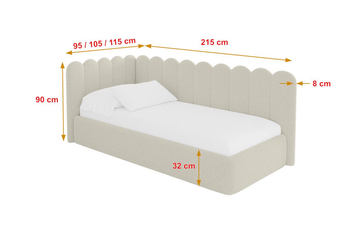 EINZELLBETT Jugendbett mit Bettkasten, Rechts - ARTY 80x200 Beige - Perlmutt, Holzwerkstoff/Textil (80/200cm) - ALTDECOR