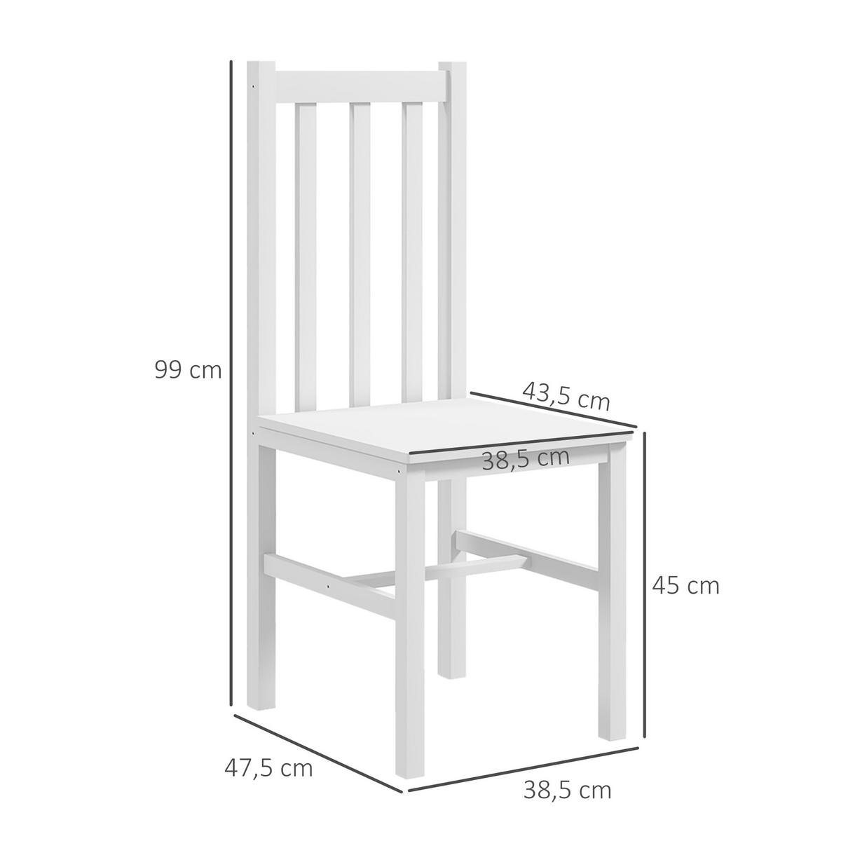 ESSZIMMERSTÜHLE, Kiefernholz, Weiß - Weiß, Holz (38.5/99/47.5cm) - HOMCOM