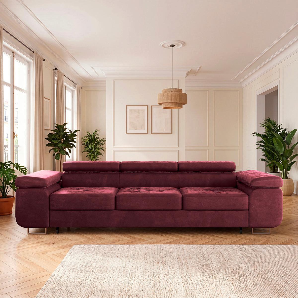 SCHLAFSOFA Wilson 3 Sitzplätze Bordeaux - Rot, Textil (275/69/100cm) - Petits-meubles