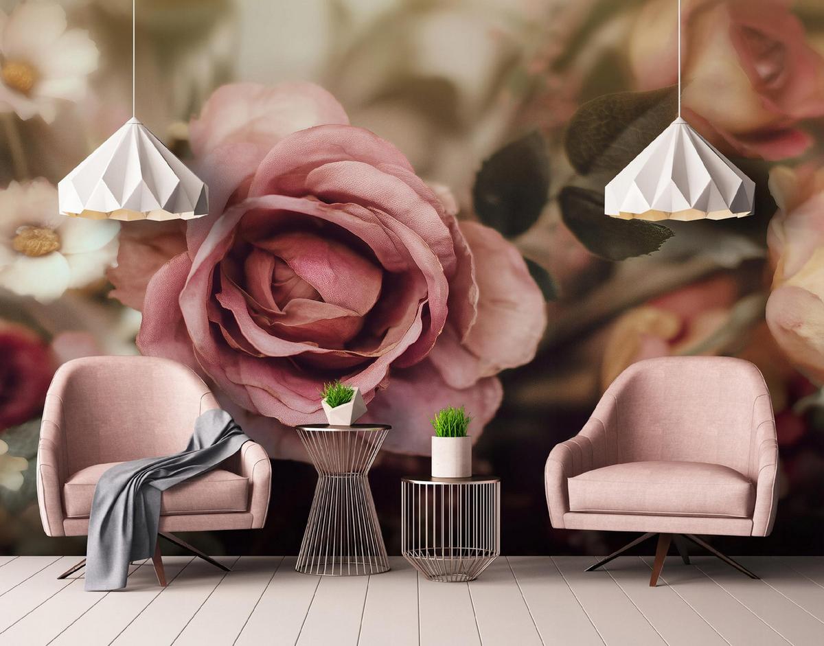 FOTOTAPETE Blumen Rosen Rosa 200x140 cm - Multicolor, Papier (200/140cm) - Wallarena