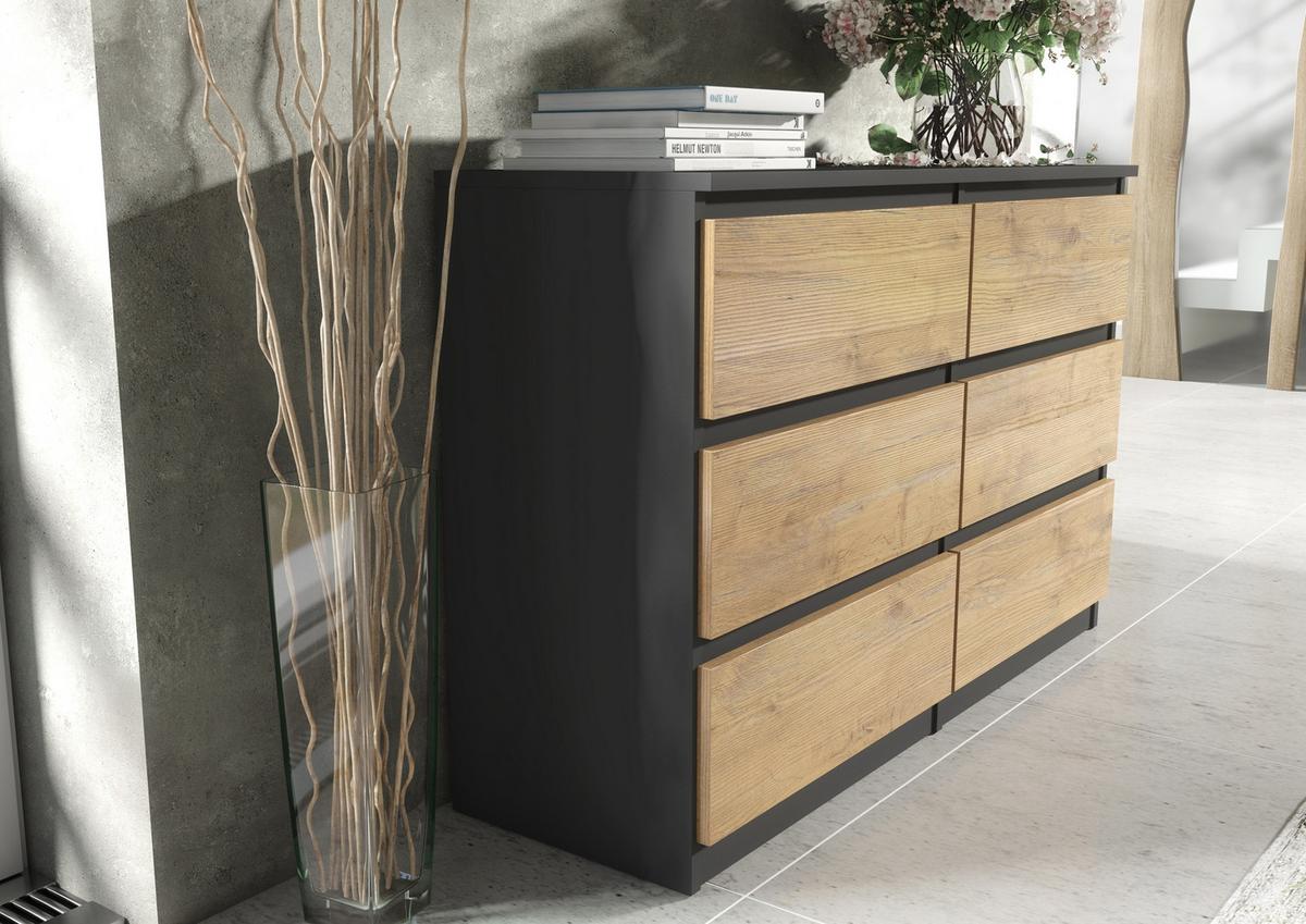 KOMMODE Anthrazit, Lancelot 139/79/39 - Anthrazit/Eiche San Remo, Holzwerkstoff (139/79/39cm) - RAUMHIRSCH FURNITURE