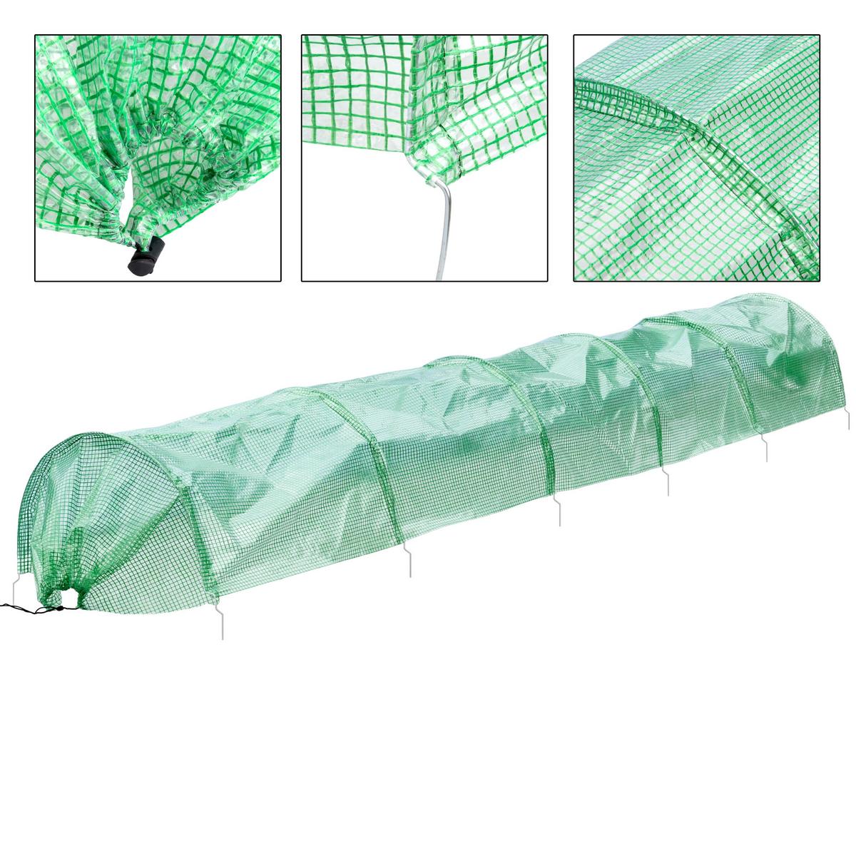 FOLIENTUNNEL 2er Set 300x55x35 cm 3m Transparent/Grün aus PE - Grün, Kunststoff (55/35/300cm) - ECD-Germany