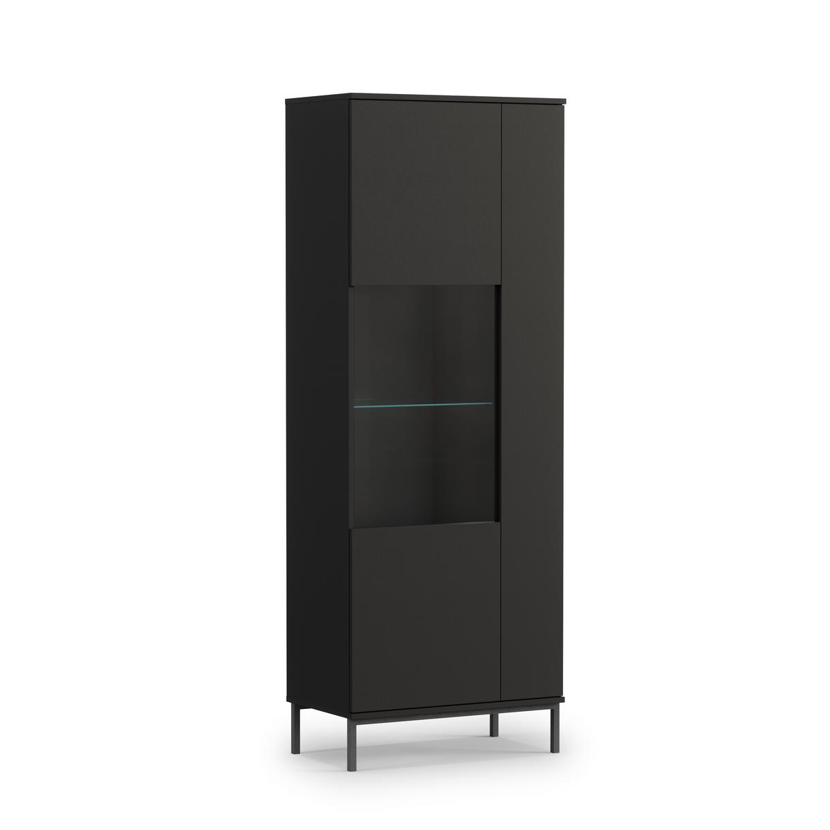 WOHNWAND Queba 2 Schwarz 440/190/60 cm Stilvolles Design Modern - Schwarz, Holzwerkstoff/Kunststoff (440/190/60cm) - AX Living