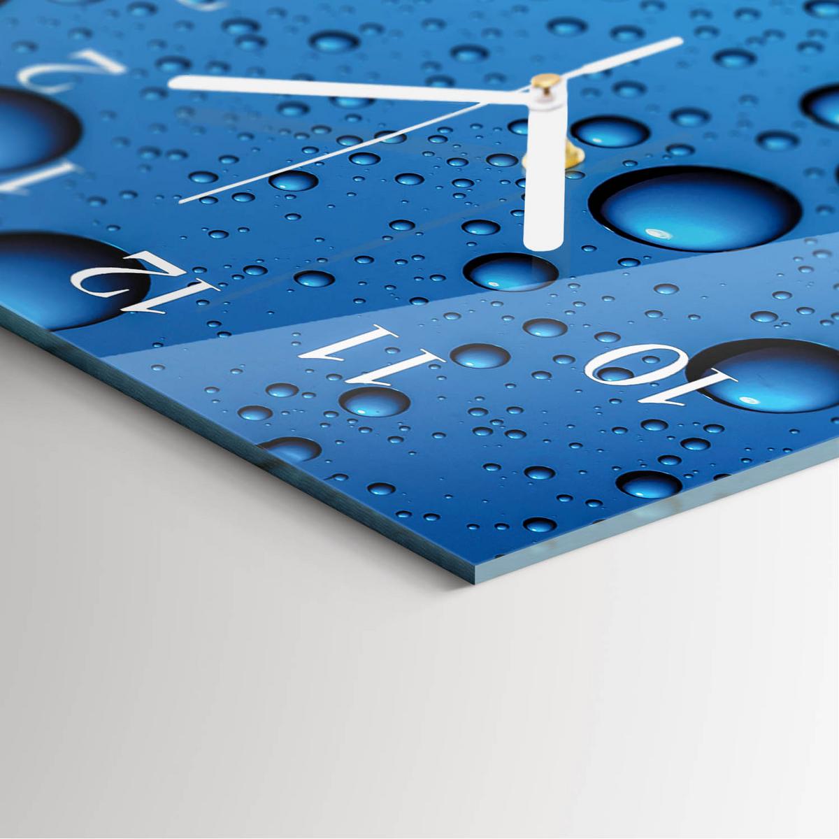 WANDUHR aus Glas 30x60 cm - Tropfen - Blau, Glas (30/60/0.4cm) - TULUP