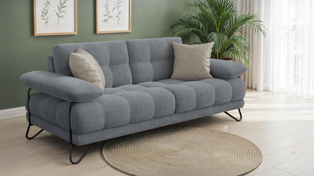 SOFA BUBBARA 2,5-Sitzer, dunkelgrau - Dunkelgrau/Schwarz, Holz/Textil (215/87/96cm) - Wozimo