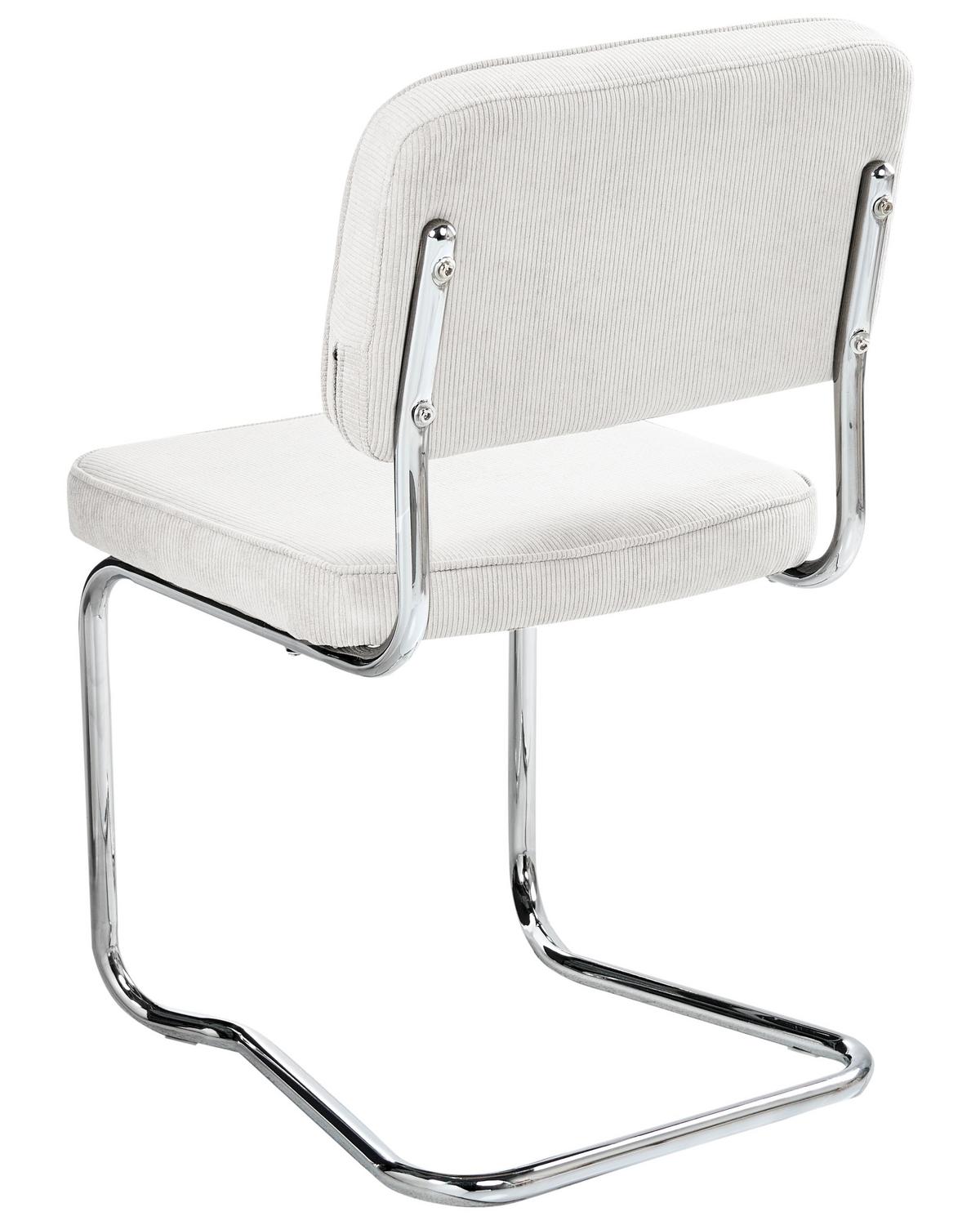 ESSZIMMERSTUHL 2er-Set Cremeweiß Irwin - Silberfarben/Weiß, Textil (50/85/53cm) - Beliani