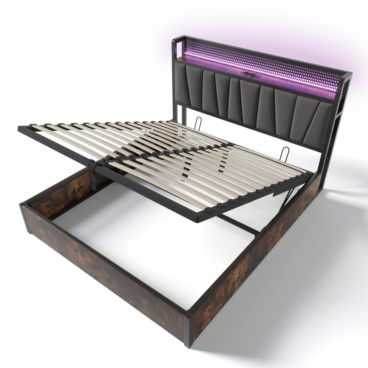 DOPPELBETT Braun 222/146 cm - Braun, Holz/Metall (146/222cm) - Urban Meuble