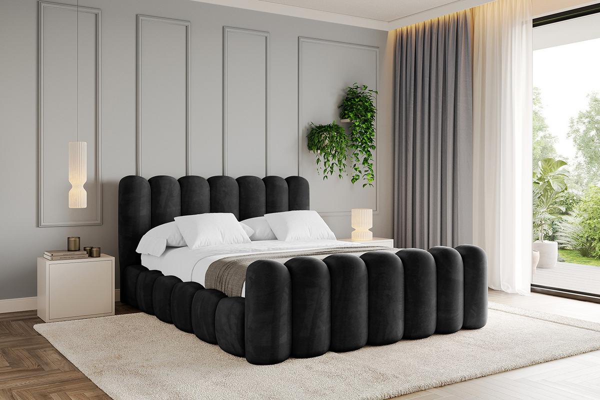 POLSTERBETT mit Bettkasten, Fußteil und Lattenrost, Boxbett ohne Matratze - SENA-Z 180x200 Schwarz - Schwarz, Holzwerkstoff/Textil (180/200cm) - ALTDECOR