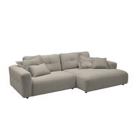 ECKSOFA MIKA Steingrau Cord - Schwarz/Grau, Kunststoff/Textil (276/167cm) - KAWOLA
