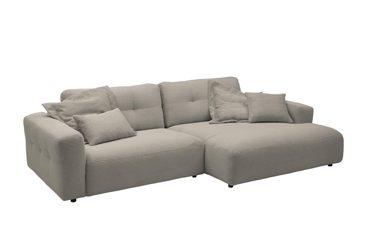 ECKSOFA XL MIKA Grau Cord - Greige/Schwarz, Kunststoff/Textil (296/167cm) - KAWOLA