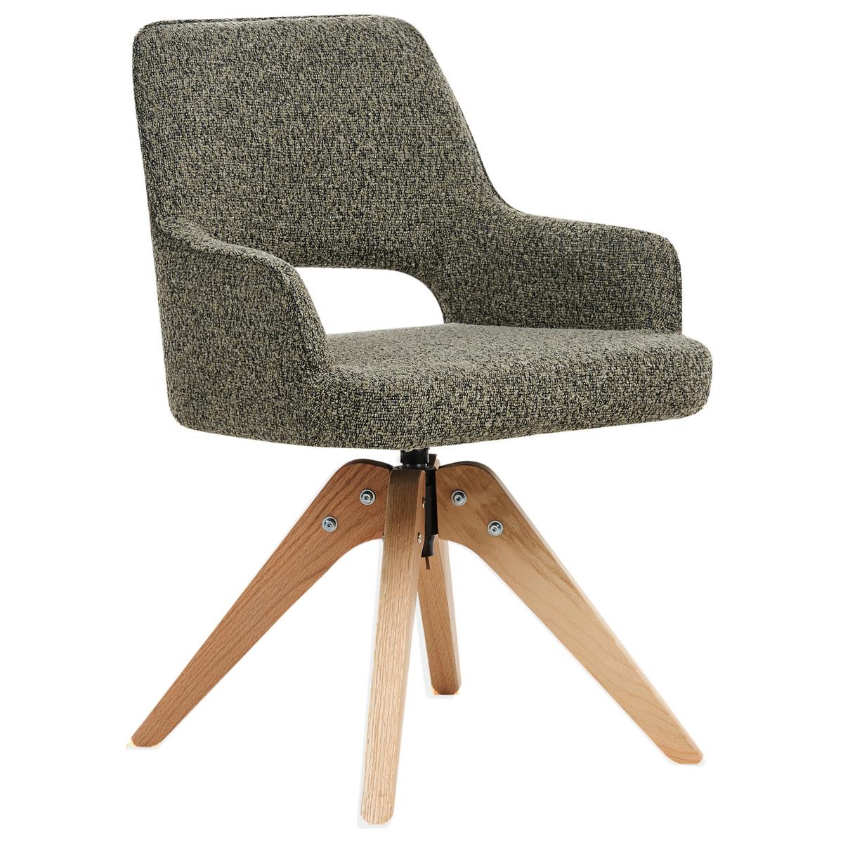 ESSZIMMERSTUHL drehbar Bouclé Grün Moravia - Braun/Grün, Holz/Textil (56/83/66cm) - Beliani