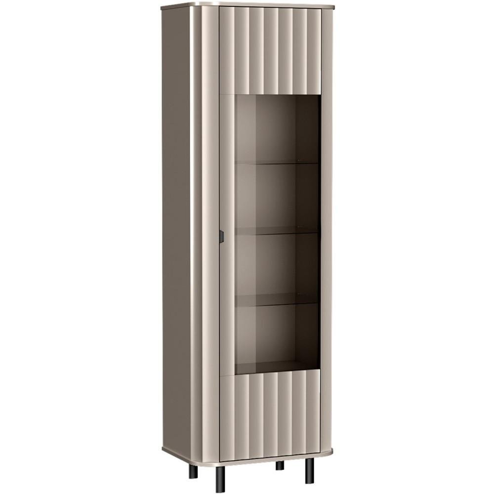 VITRINE Nevada mit 6 Einlegeböden 65 cm Taupe - Taupe/Schwarz, Holzwerkstoff/Metall (65/200/41cm) - Beautysofa