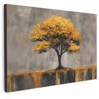 LEINWANDBILD Baum - Blätter - Gold - Abstrakt Deko Schlafzimmer 30x20 cm - Grau, Textil (30/20cm) - MuchoWow
