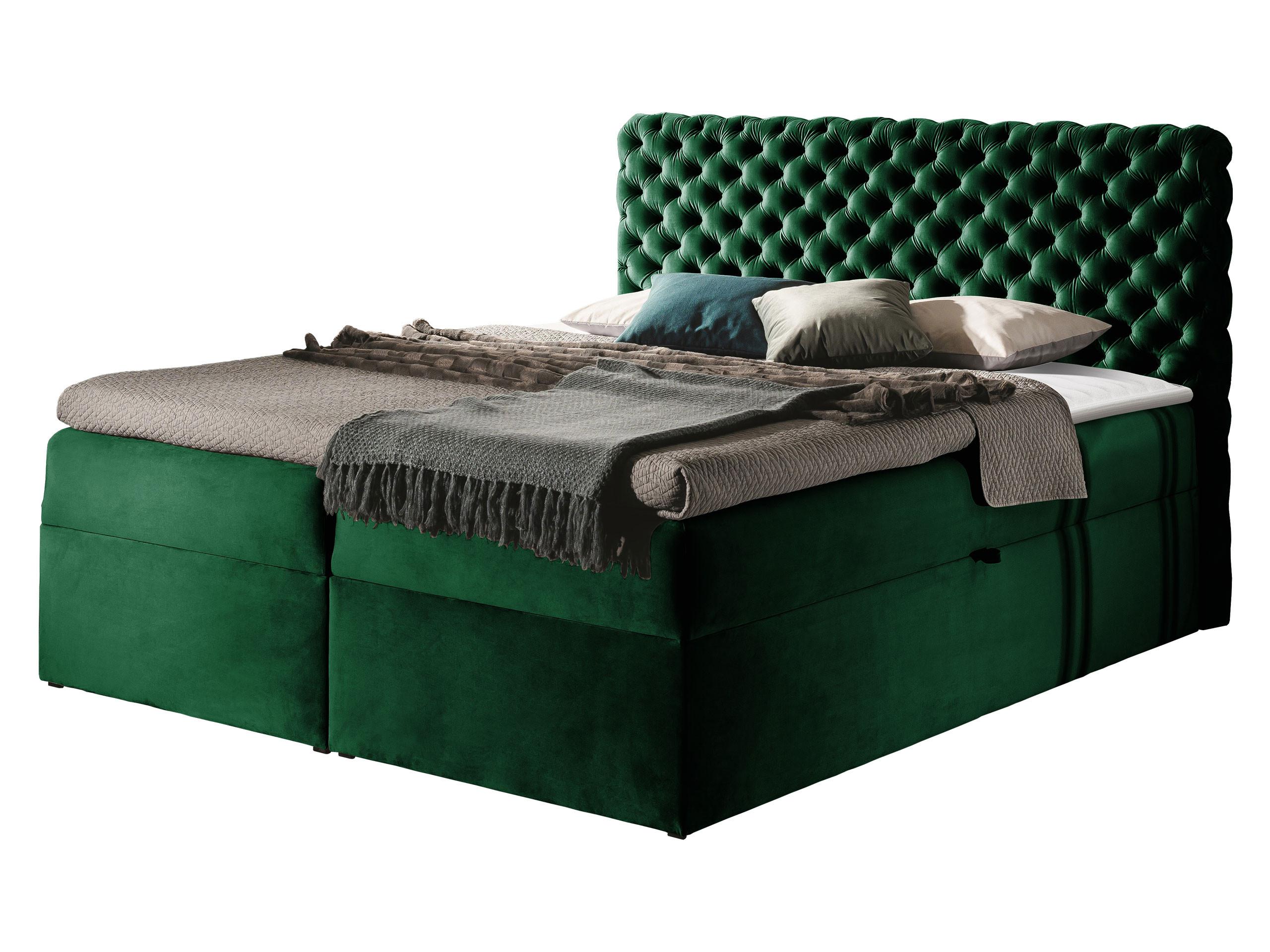 BOXBETT Chesterfield - H3 - Smaragdgrün, Holz (160/200cm) - MIRJAN24