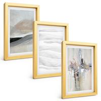 BILDER SET 3er Set - 20x30 cm Goldrahmen - Abstrakte Erdmuster - Goldfarben, Kunststoff (20/30cm) - TULUP