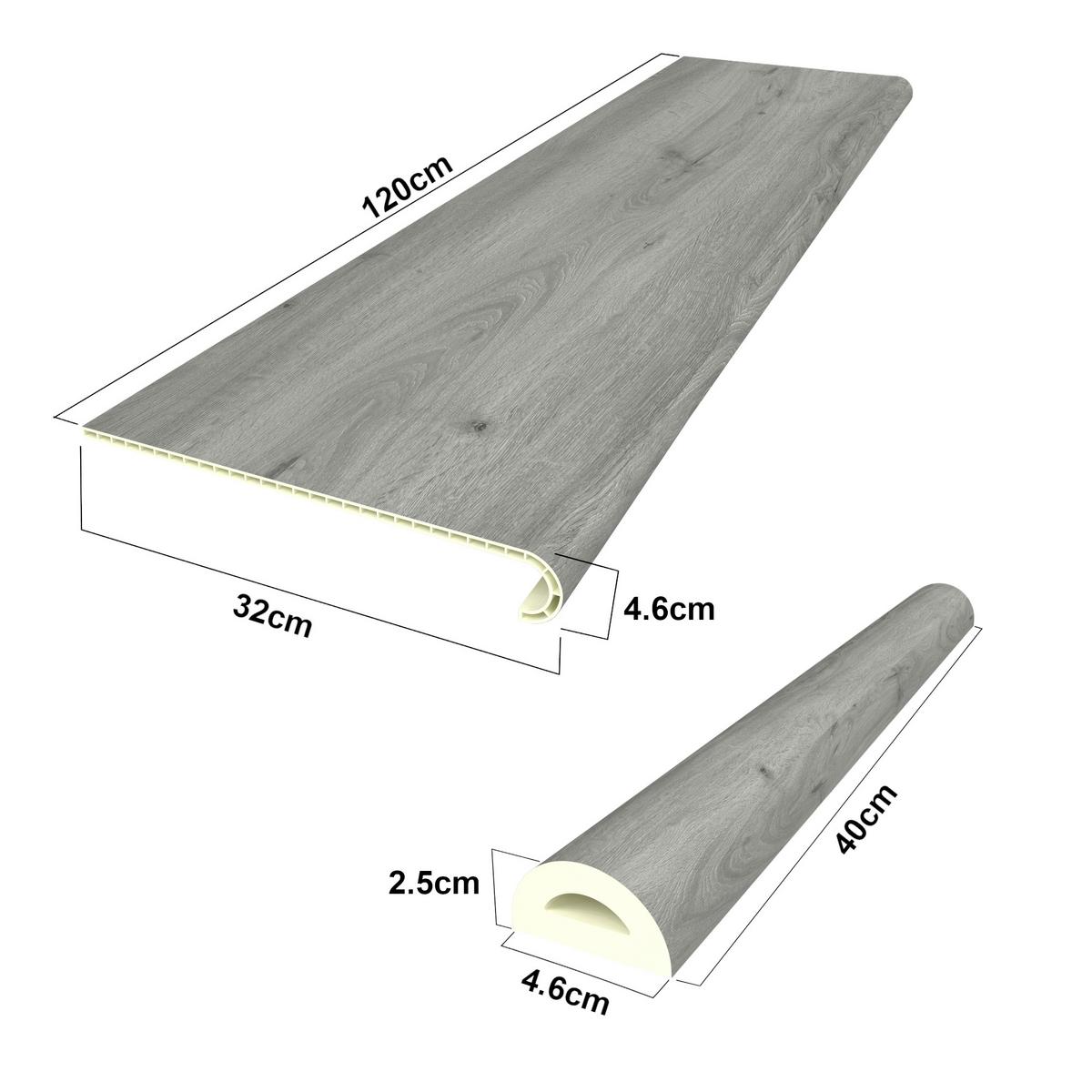 TREPPENVERKLEIDUNG-SET 6 TLG. Bunschoten - Grau, Kunststoff (120/32cm) - NEU.HOLZ