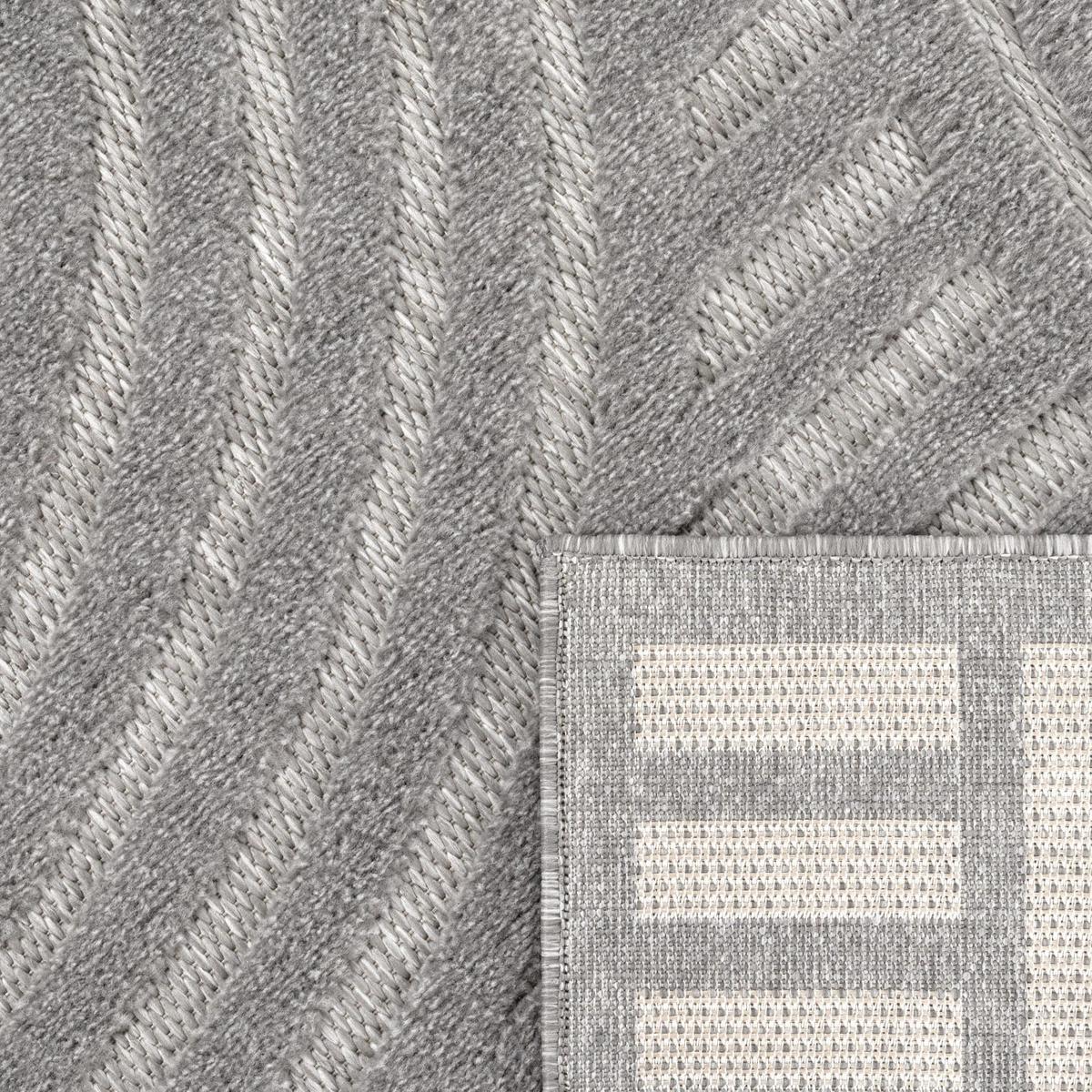 KURZFLORTEPPICH, mit Struktur, aus Polypropylen, Florhöhe 10 mm, Grau, 60 x 100 cm - Grau, Textil (100/60cm) - KADIMA DESIGN