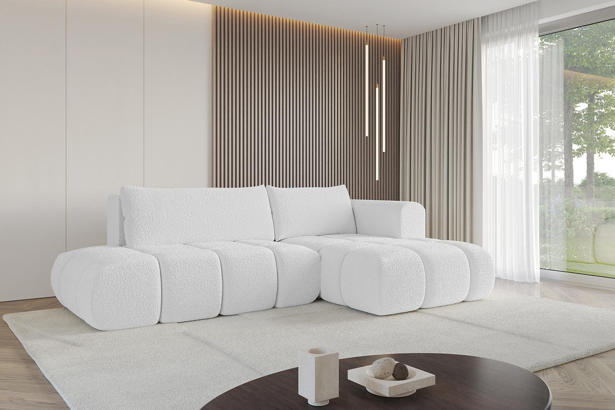 ECKSOFA Ottomane Rechts CLOUD-L 280x185x90 Weiß Bouclé - Weiß, Holzwerkstoff/Kunststoff (185/280cm) - ALTDECOR