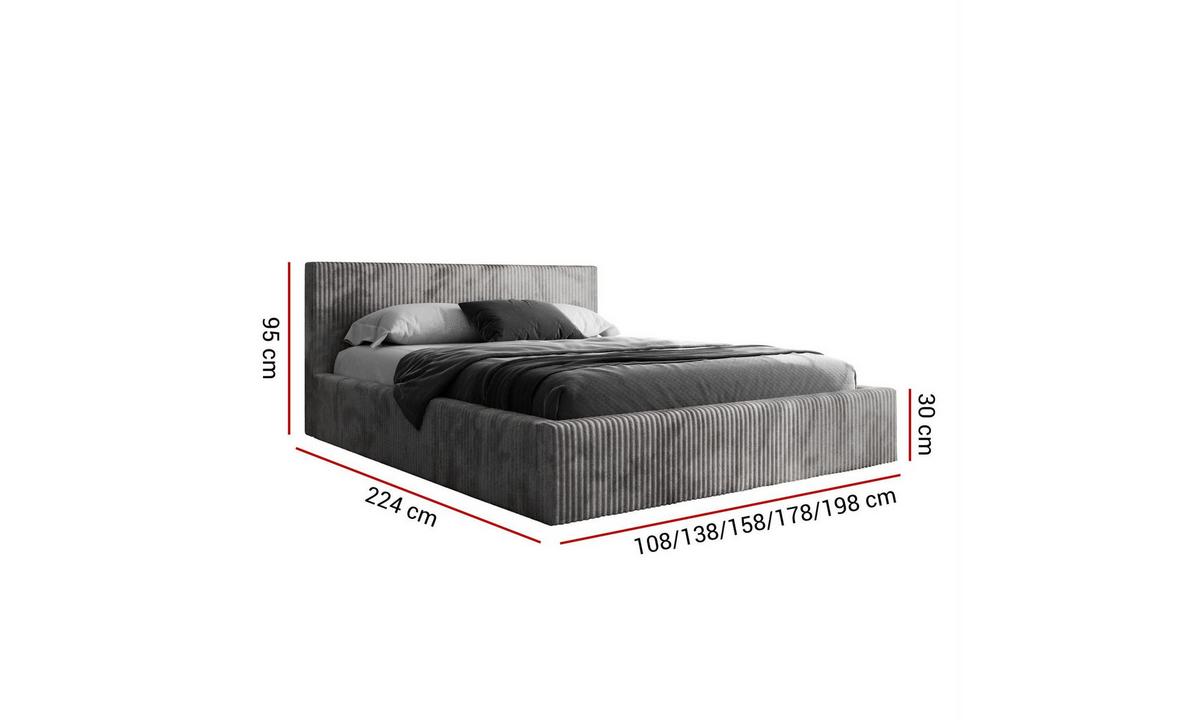 POLSTERBETT TILIA 180x200 cm Tilia 90, 34 Holzlatten, Kopfteil 95 cm - Grau, Textil (180/200cm) - Lookway