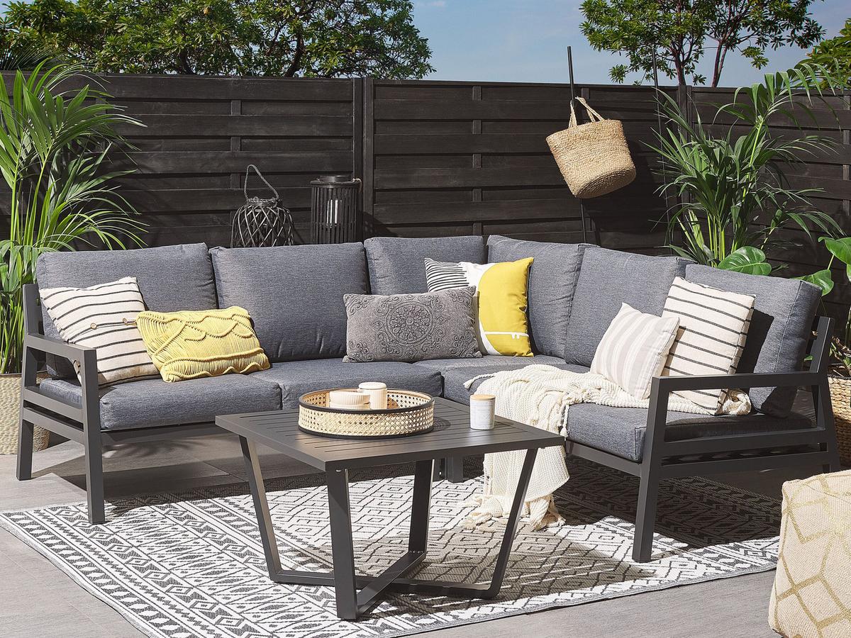 LOUNGE-SET schwarz Vizzini - Schwarz, Metall - Beliani