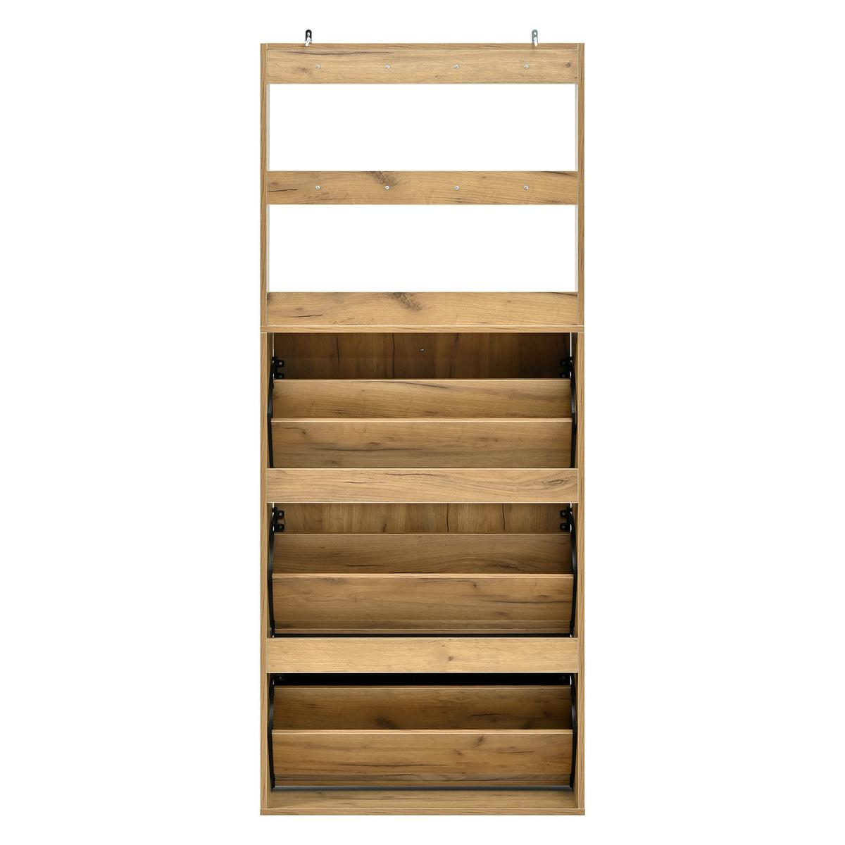 SCHUHSCHRANK mit schuhschrank, 3 klappfächer und garderobenhaken - Naturfarben, Holzwerkstoff (75/180/24cm) - Urban Meuble