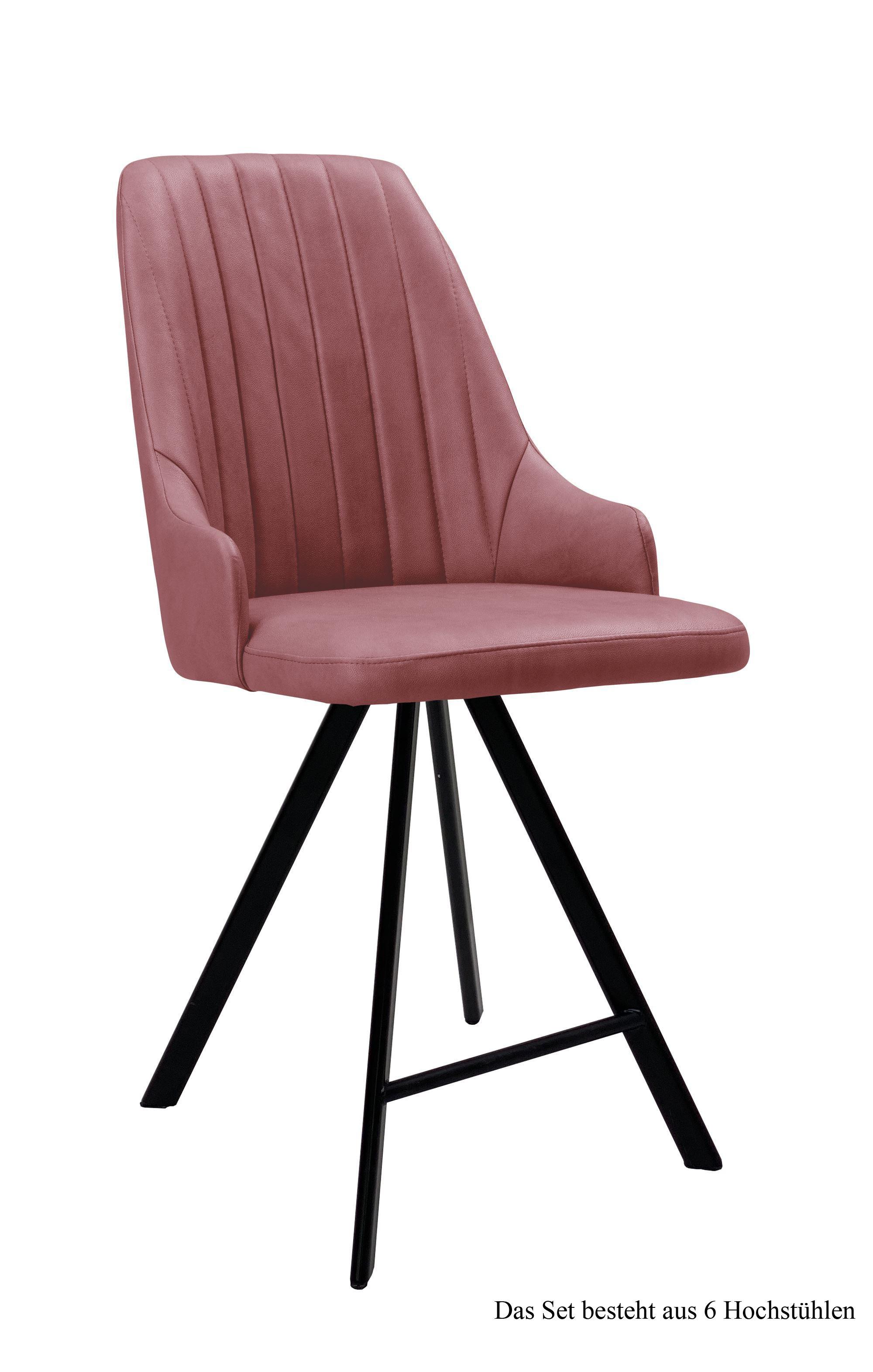 THEKENSTUHL drehbar (6er-Set) Diannah 52x108x60 Schwarz/Rosewood - Dunkelrosa/Schwarz, Kunststoff (60/108/52cm) - 58aufmkessel