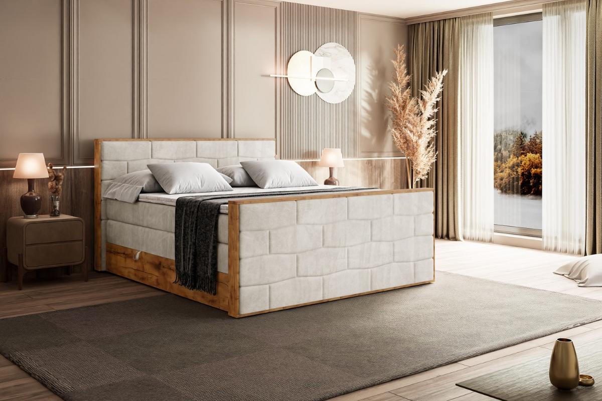 BOXSPRINGBETT mit Matratze H3|H4 und Lattenrost - LOLLI8-Z KING-120x200 - Beige Casablanca - Beige, Holzwerkstoff (120/200cm) - ALTDECOR