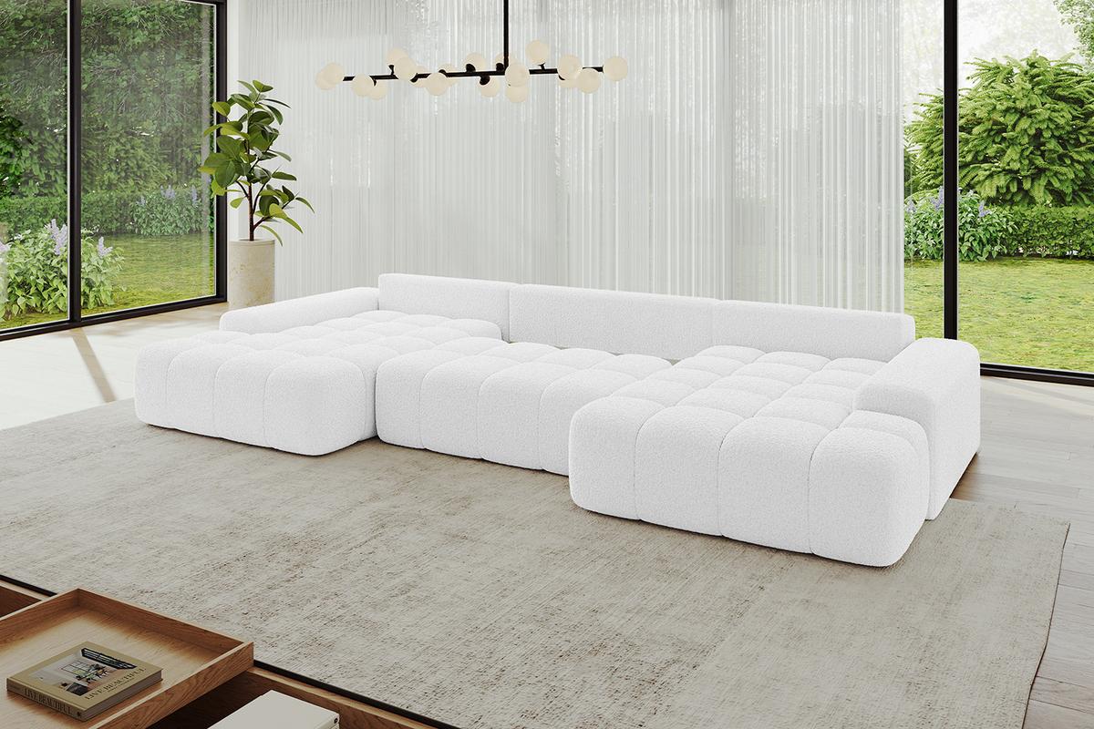 WOHNLANDSCHAFT ENSI-U - 353x164x69 cm Weiß - Weiß, Holzwerkstoff/Kunststoff (357/69/164cm) - ALTDECOR