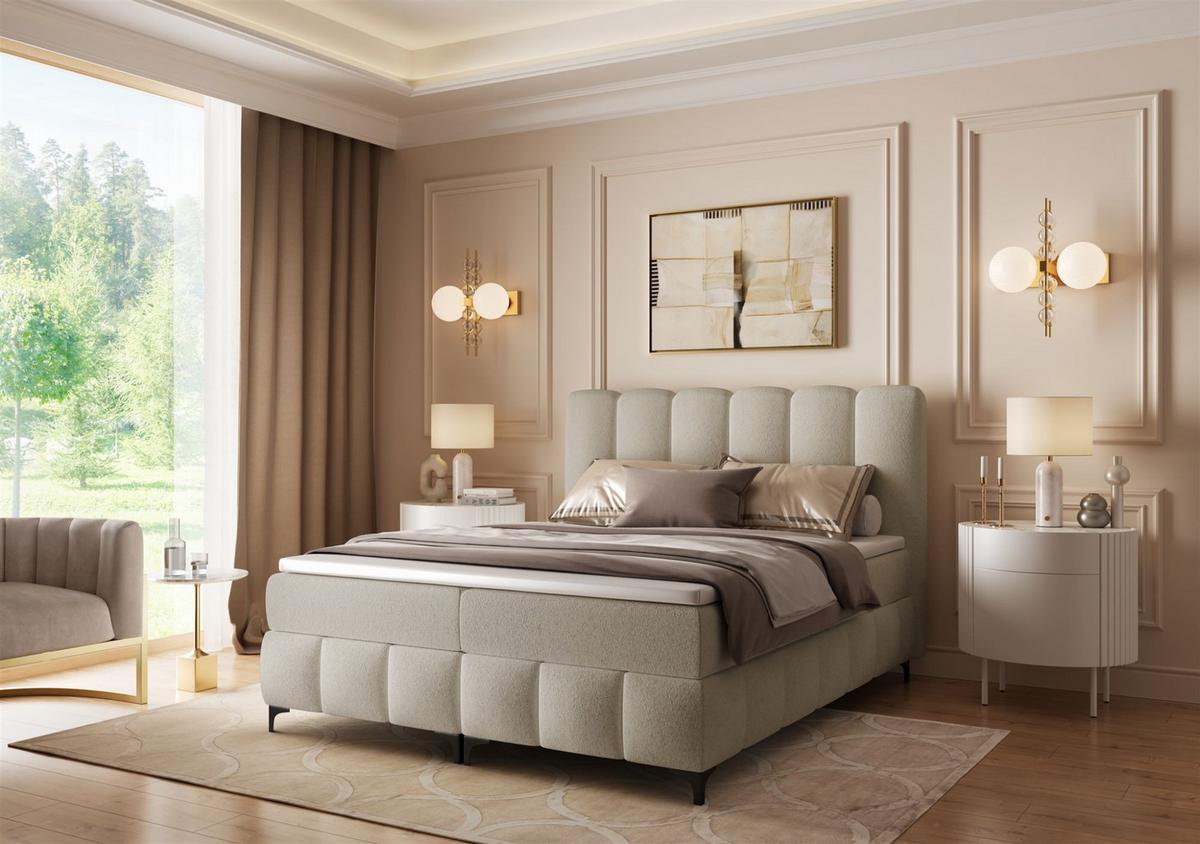 BOXBETT Isabel - Beige, Holzwerkstoff/Textil (120/200cm) - Fun Möbel