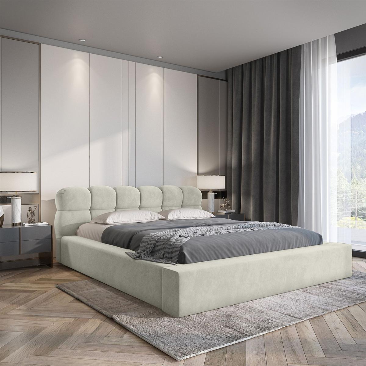 POLSTERBETT Grove In Ditra - Creme, Holzwerkstoff/Textil (180/200cm) - Fun Möbel