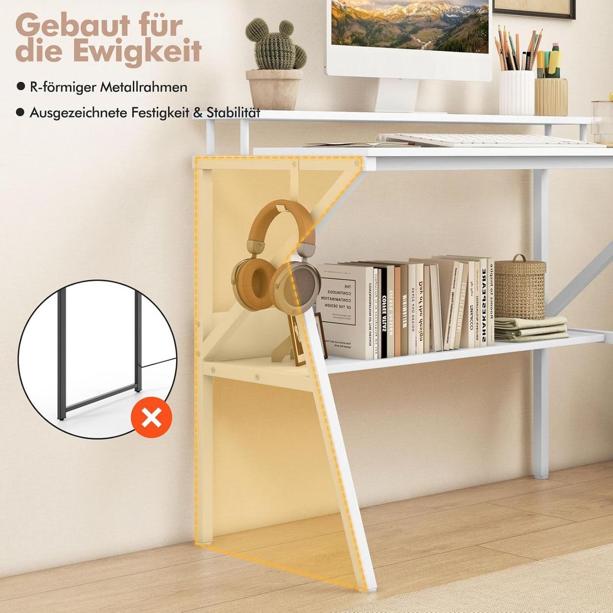 COMPUTERTISCH weiß - Weiß, Holzwerkstoff (48/100/81.5cm) - COSTWAY