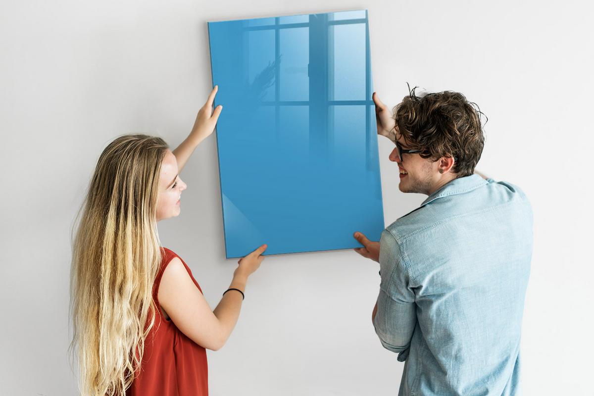 MAGNETTAFEL 60x90 Blau schwarzer Marker - Blau, Glas (60/0.4/90cm) - TULUP