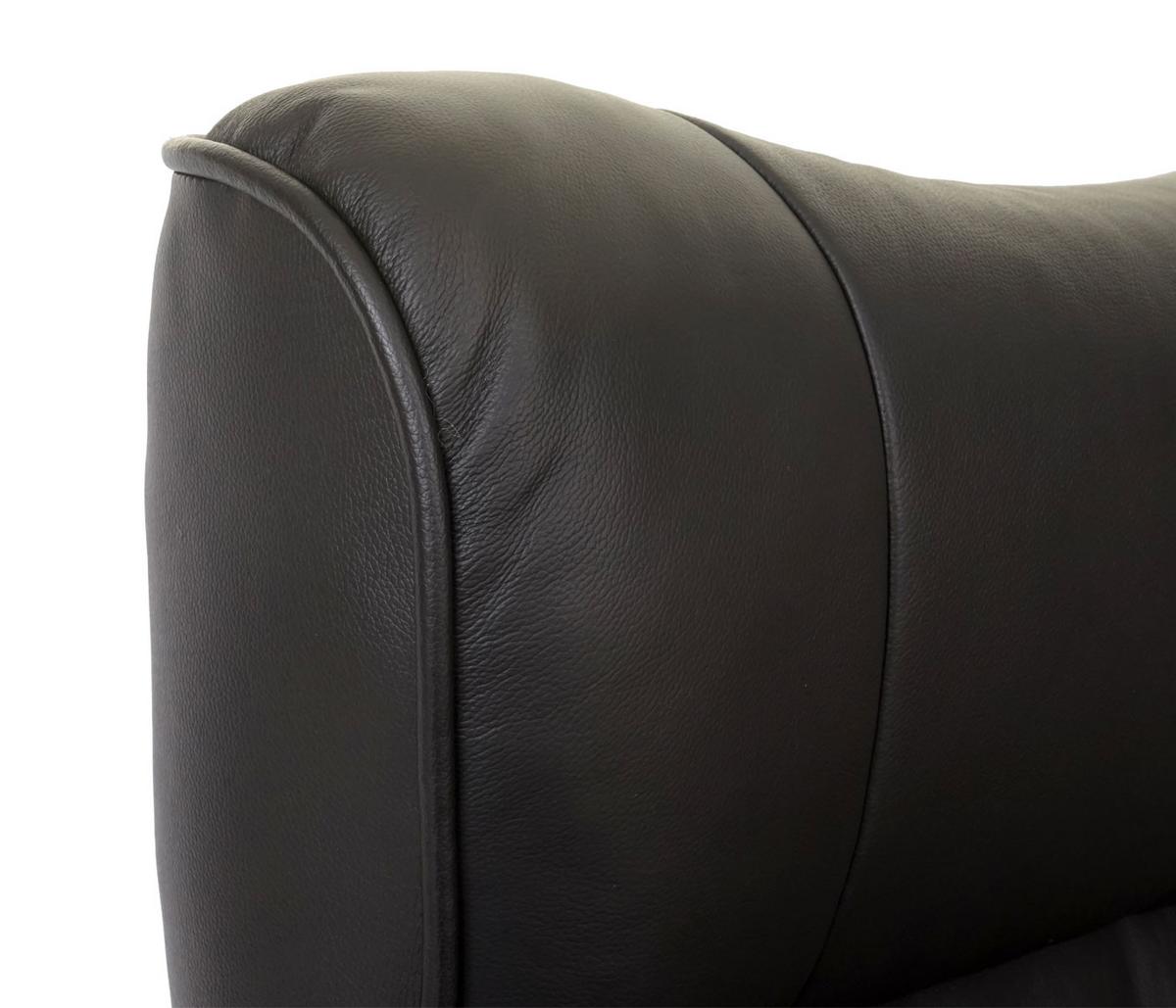RELAXSESSEL MIT HOCKER Schwarz - Schwarz, Leder (83/104/83cm) - MCA