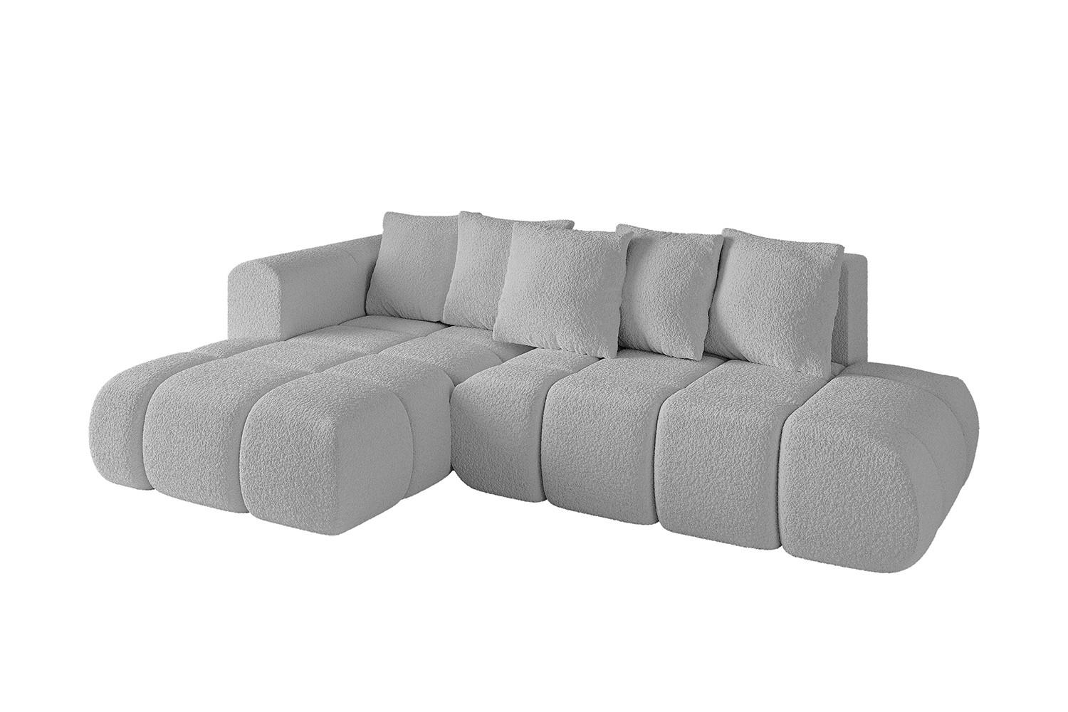 ECKSOFA Ottomane Links CLOUD-L-v1 280x185x90 Hellgrau Bouclé - Hellgrau, Holzwerkstoff/Kunststoff (180/289cm) - ALTDECOR