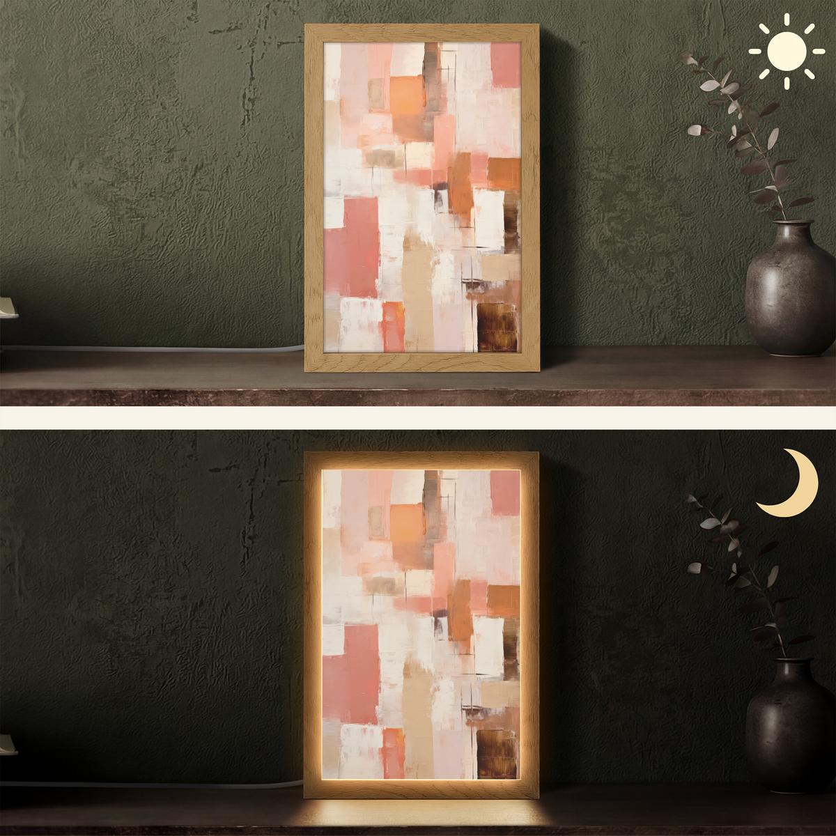 TISCHLEUCHTE Kunst - Rosa - Abstrakt 20x30 cm - Blaugrau, Holzwerkstoff (8/20/30cm) - OnlyWow