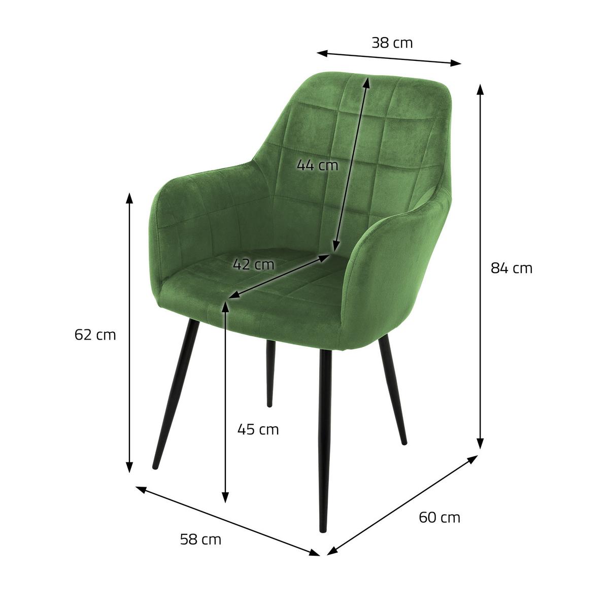 ESSZIMMERSTUHL 6er Set Salbei Samt - Salbeigrün/Schwarz, Textil/Metall (60/84/58cm) - ML-DESIGN