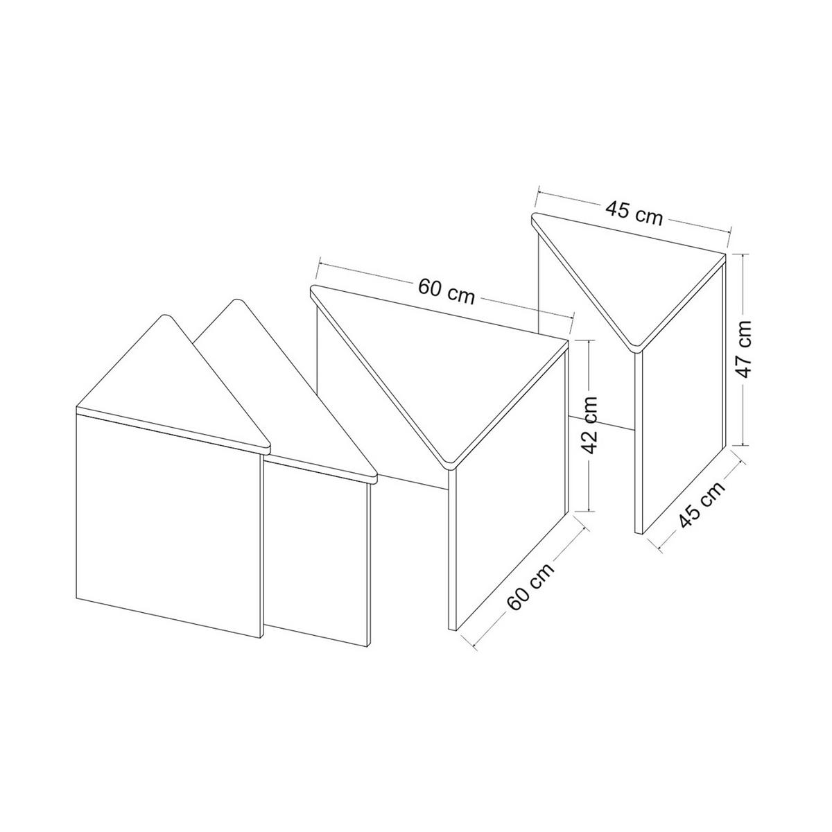 COUCHTISCH SET Frederikshavn 4-teilig 45/45/47 - Eichefarben, Holzwerkstoff (45/45/47cm) - [en.casa]