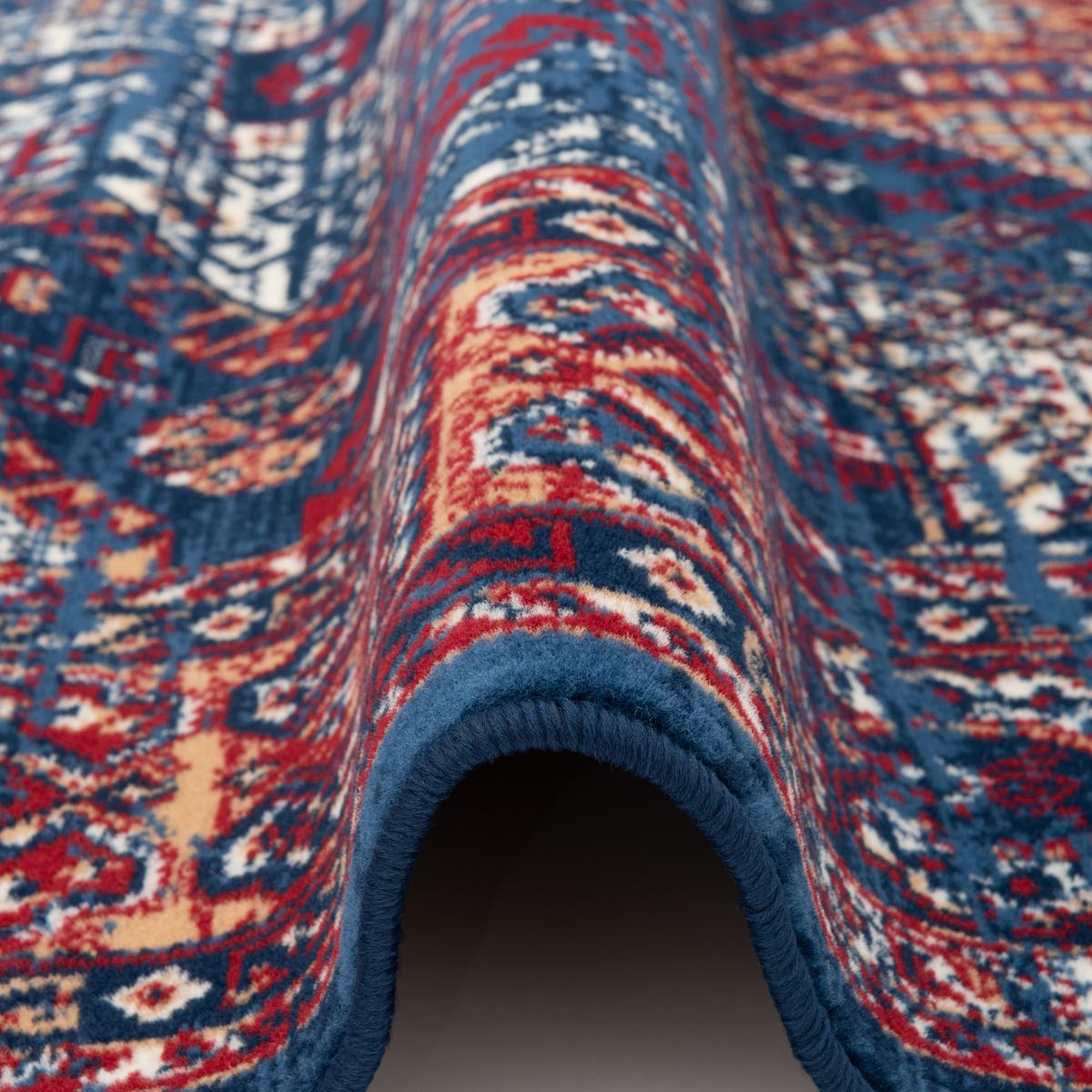 DESIGNER TEPPICH POP-VINTAGE ORIENT BORDÜRE - Blau, Textil (120/170cm) - Pergamon