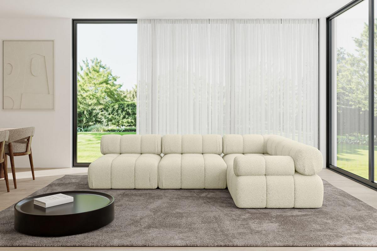 ECKSOFA modulares Sofa Mende-L2 - 285x190x70 cm Beige Bouclé - Beige, Holzwerkstoff/Textil (285/190cm) - ALTDECOR