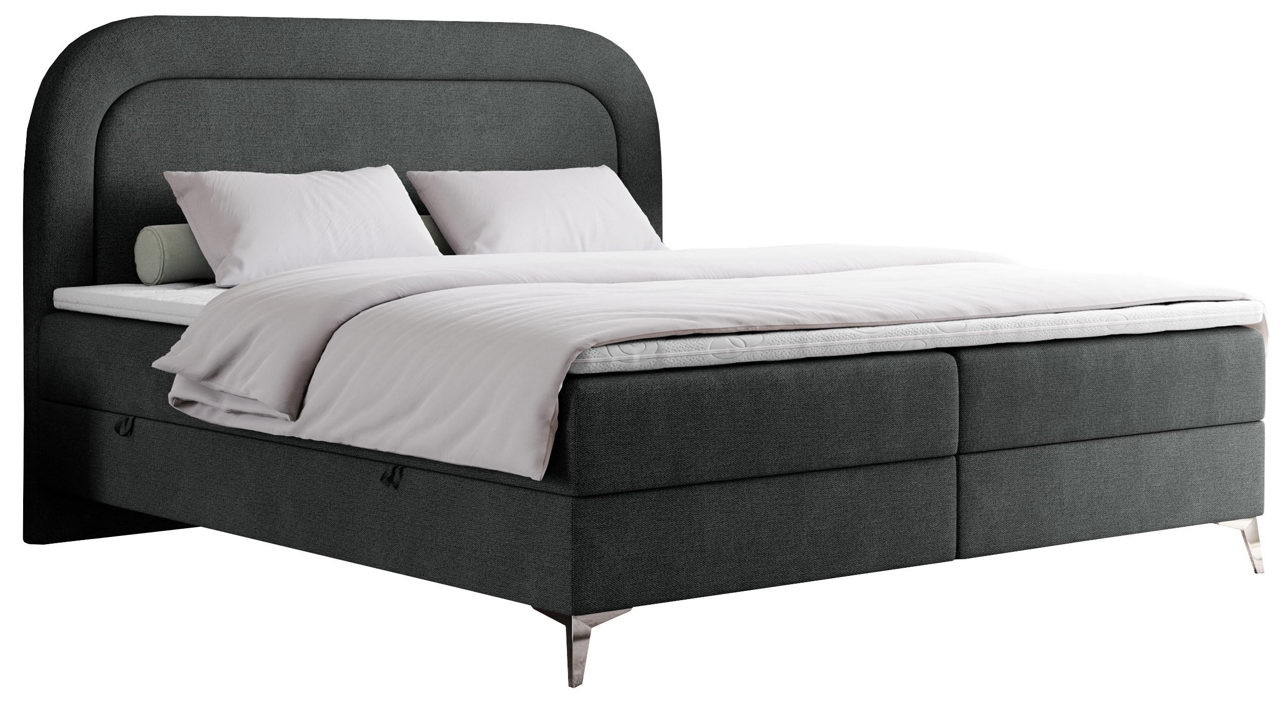 BOXBETT EIRA 180/200 Dunkelgrau Struktur - H4 - Dunkelgrau/Silberfarben, Holz/Textil (180/200cm) - MKS