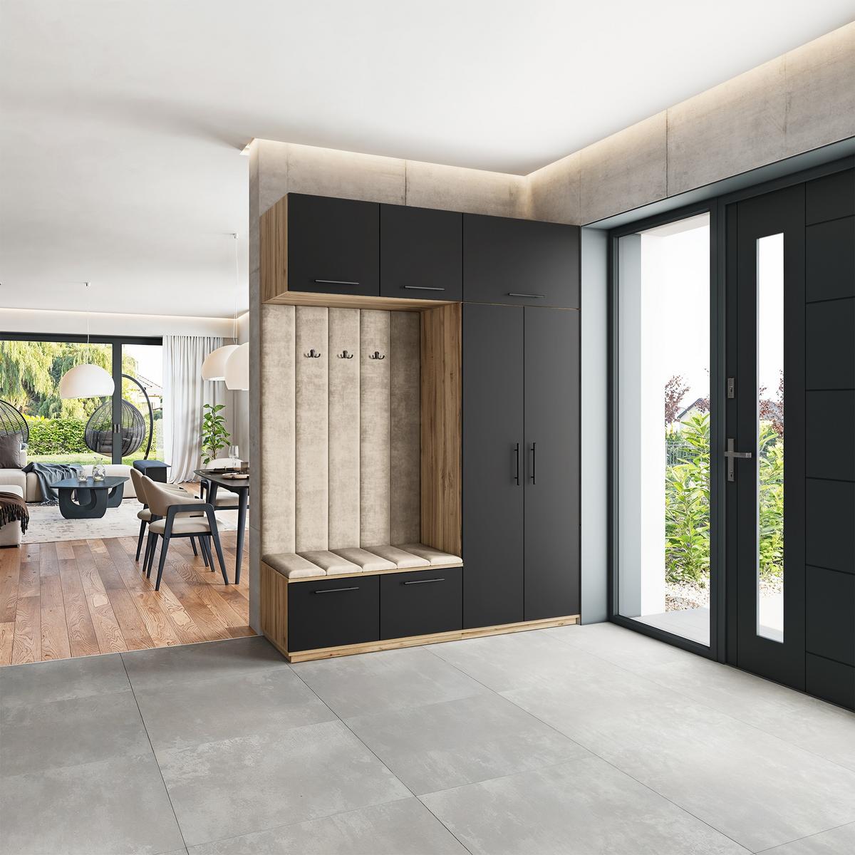 GARDEROBENSCHRANK REMA 180/240/60 cm Modern Eiche Wotan - Beige/Eiche Wotan, Holzwerkstoff (180/240/60cm) - MASSENO