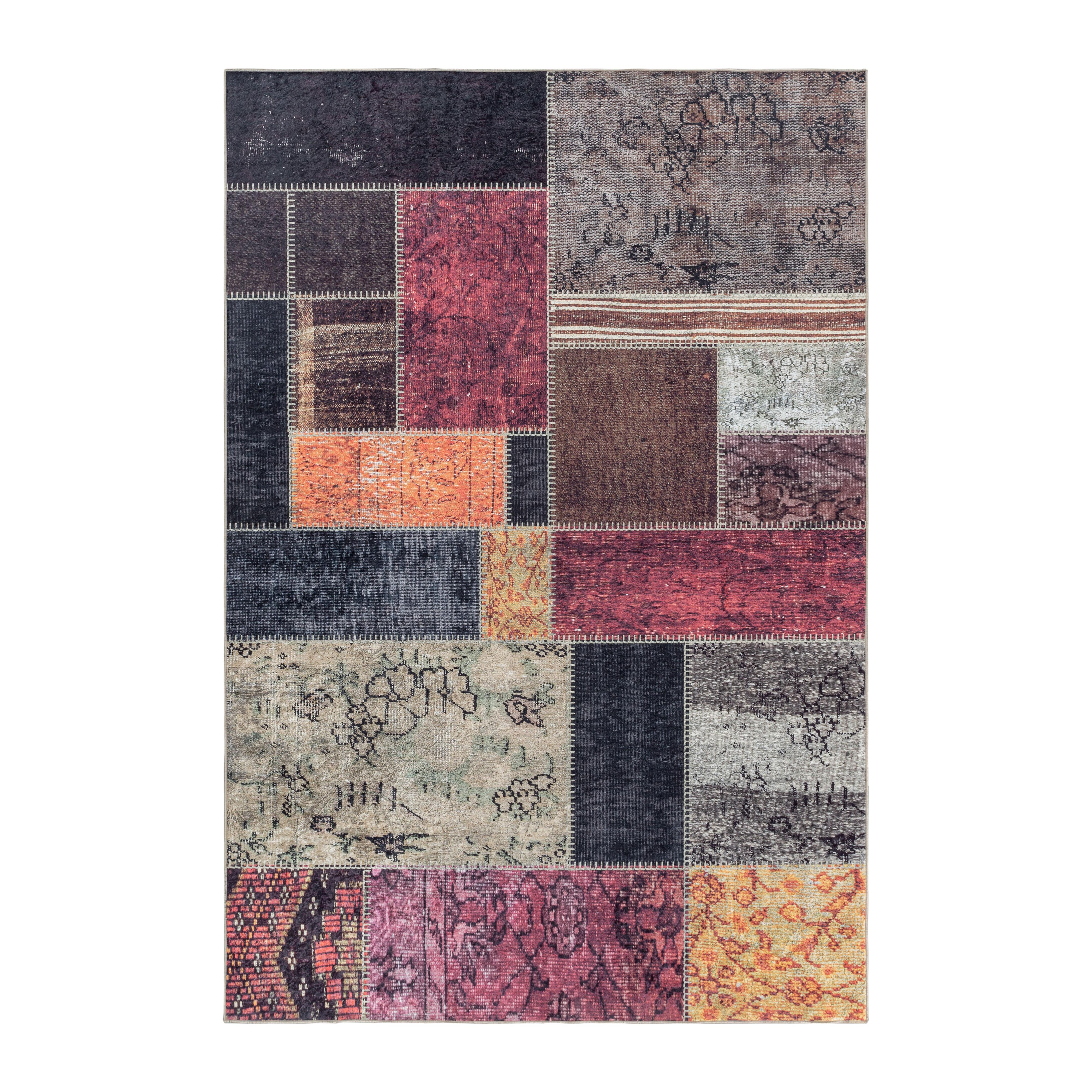 TEPPICH Flachgewebe Waschbar PIZOL in Bunt, im Patchwork-Stil, 140 x 200 cm - Multicolor, Textil (200/140cm) - KADIMA DESIGN